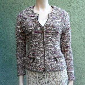 EUC VINTAGE EUREKA by CHRISTOS GARKINOS Multi-Colored Wool Zipper Sweater XS